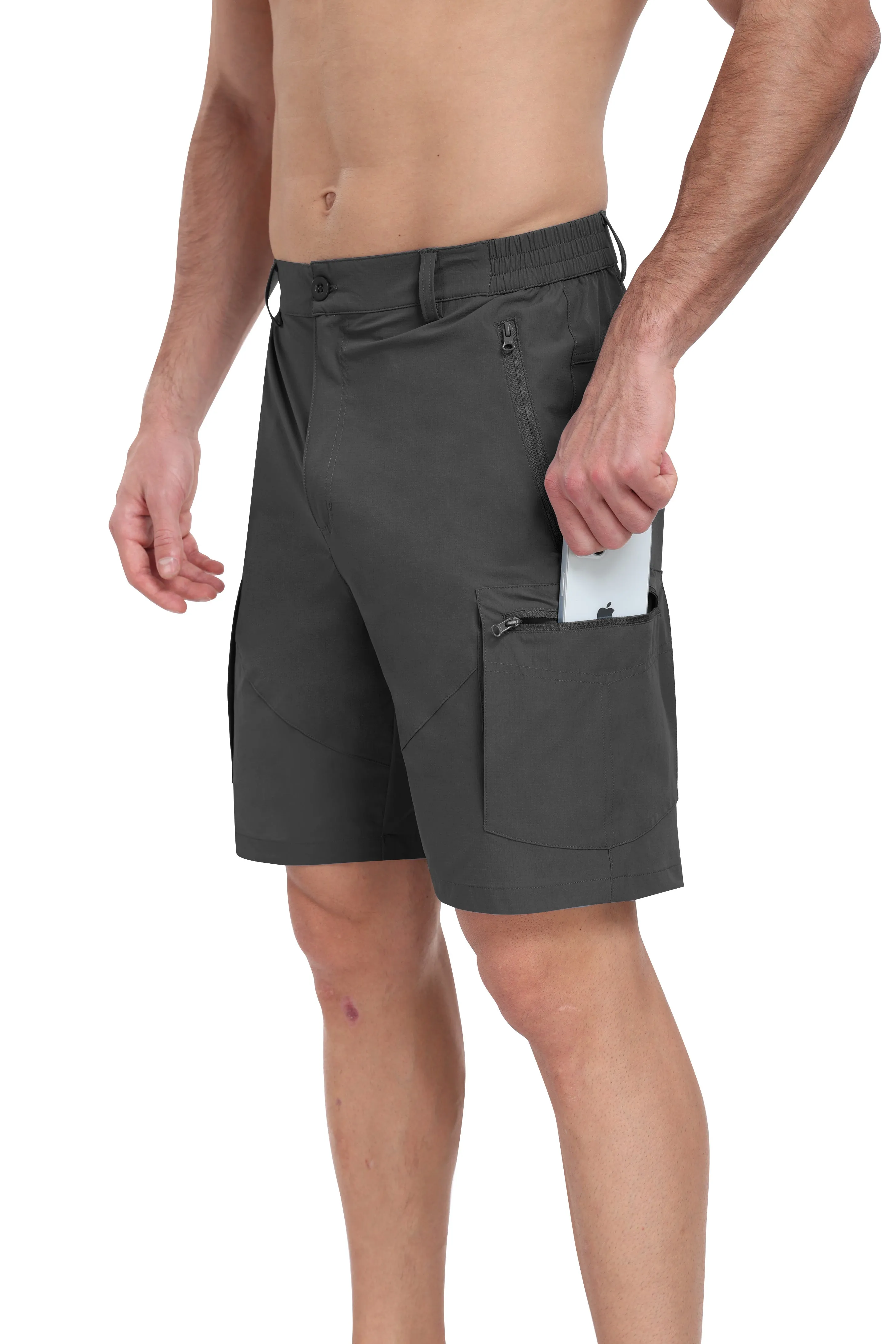 Men's summer outdoor casual solid color hiking shorts