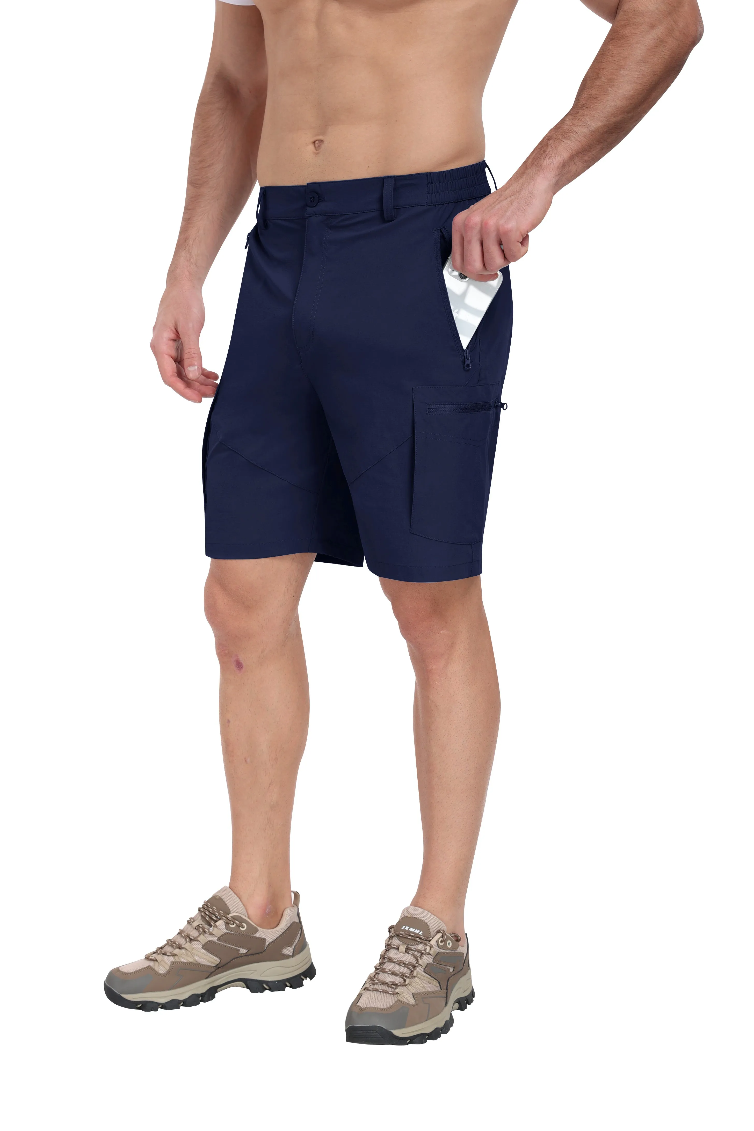 Men's summer outdoor casual solid color hiking shorts