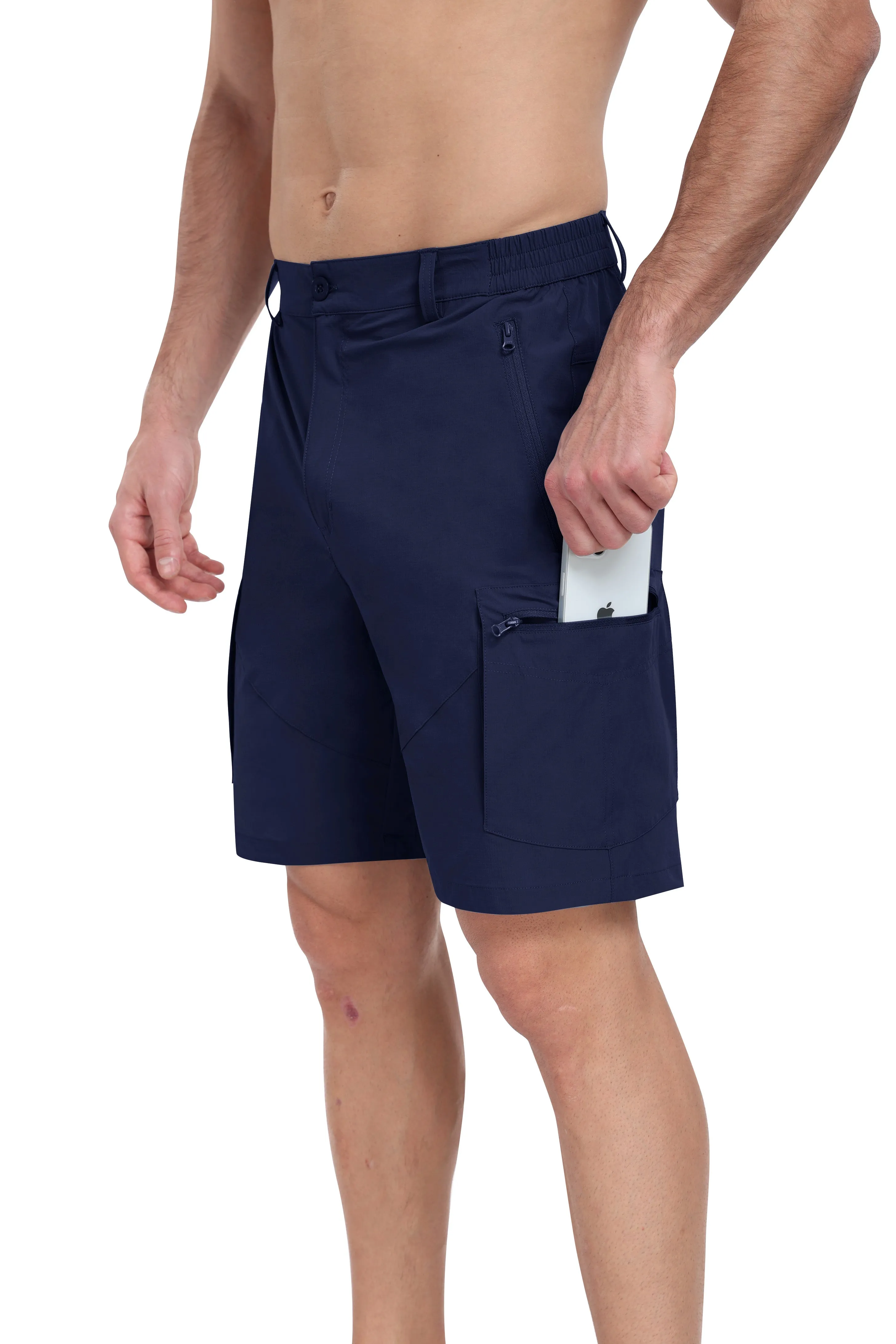 Men's summer outdoor casual solid color hiking shorts