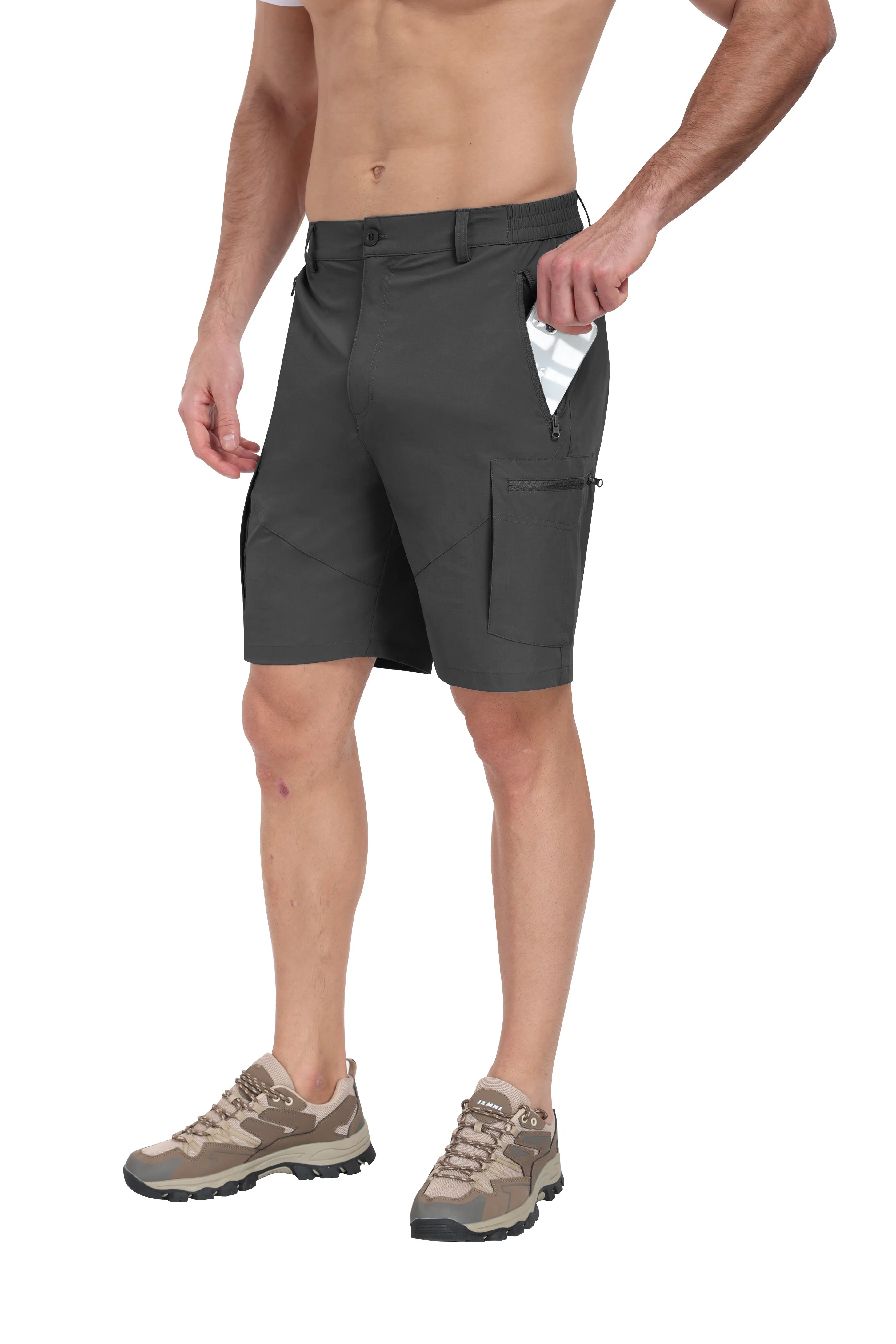 Men's summer outdoor casual solid color hiking shorts
