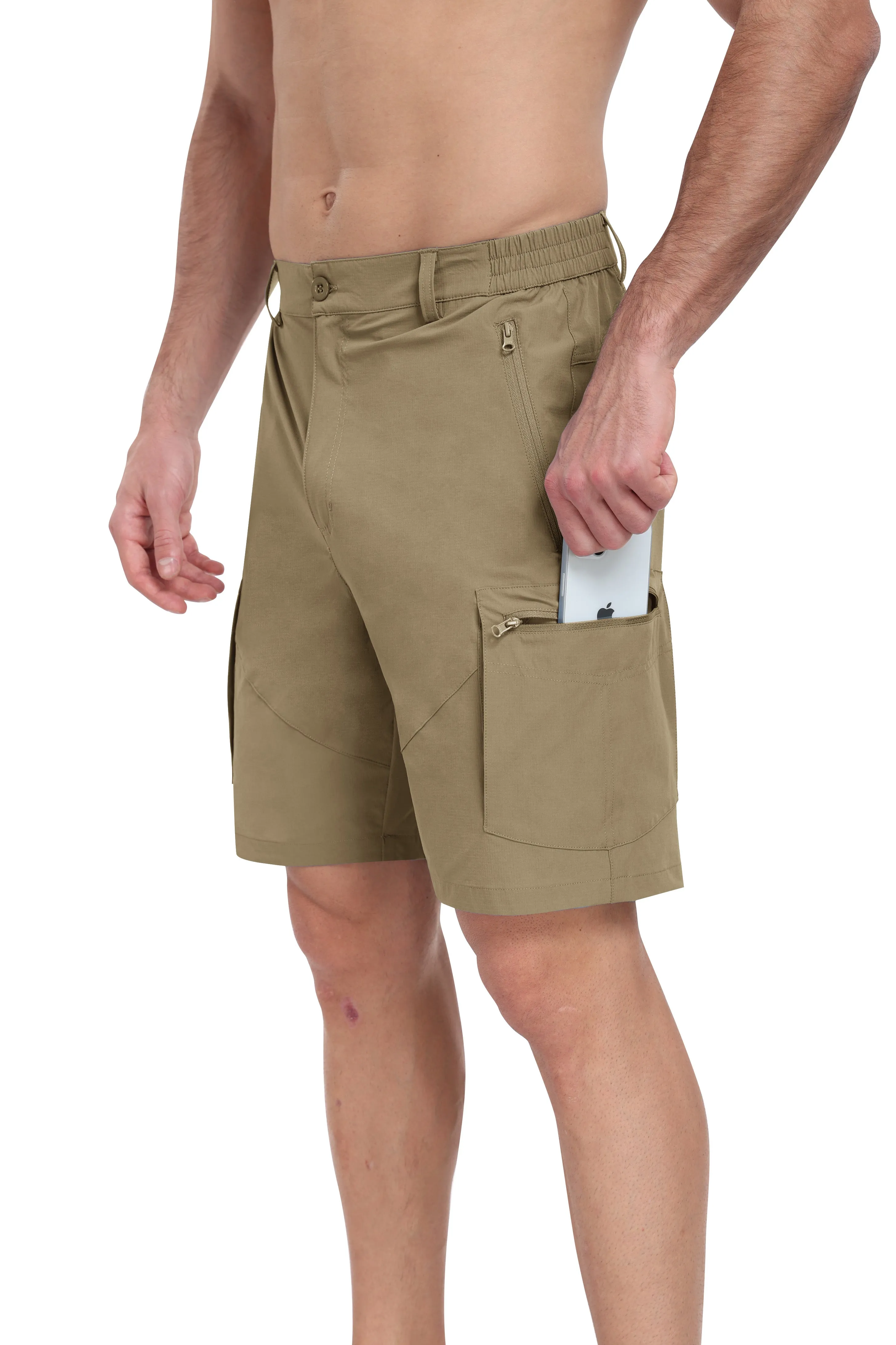 Men's summer outdoor casual solid color hiking shorts