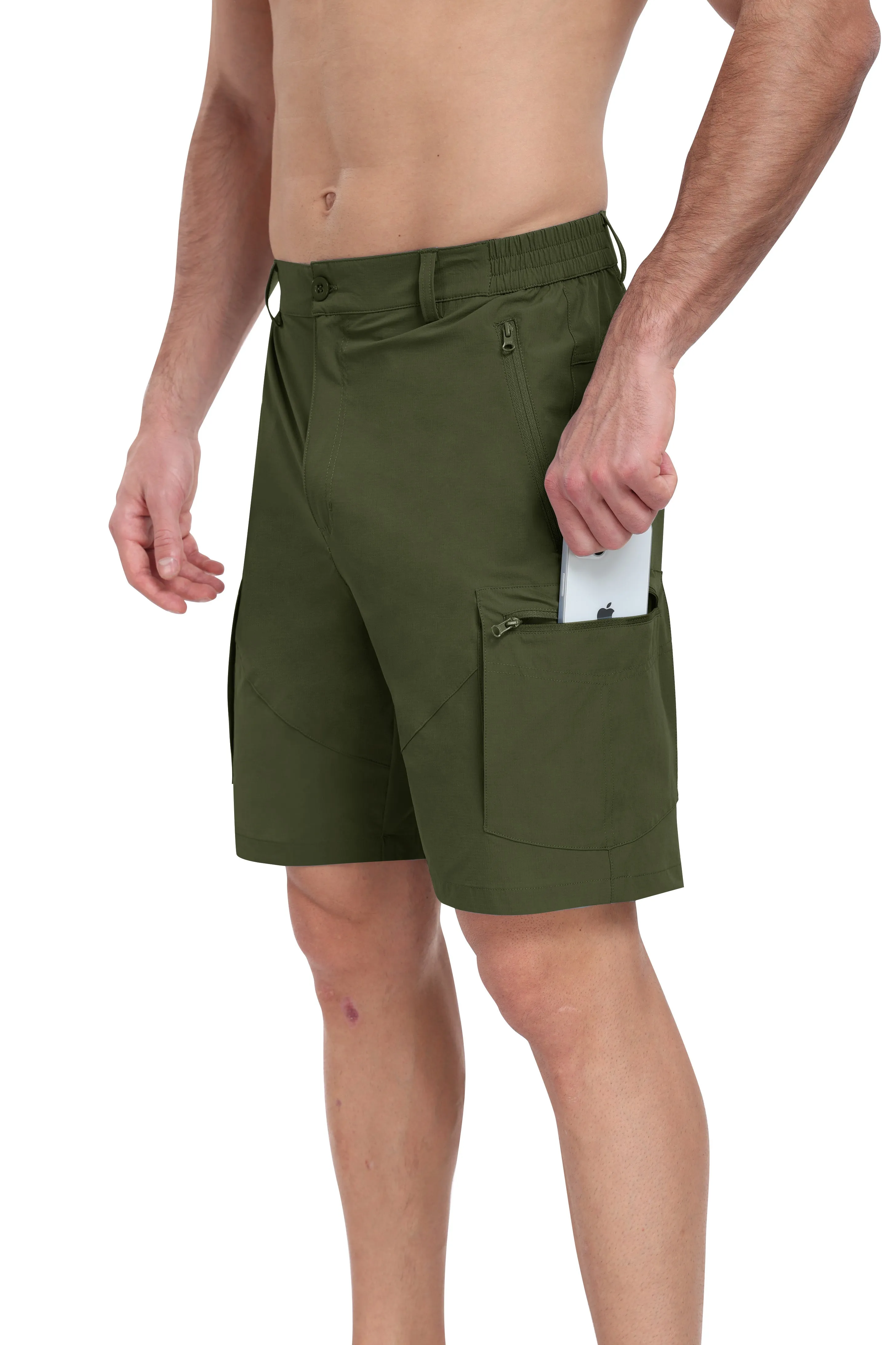 Men's summer outdoor casual solid color hiking shorts