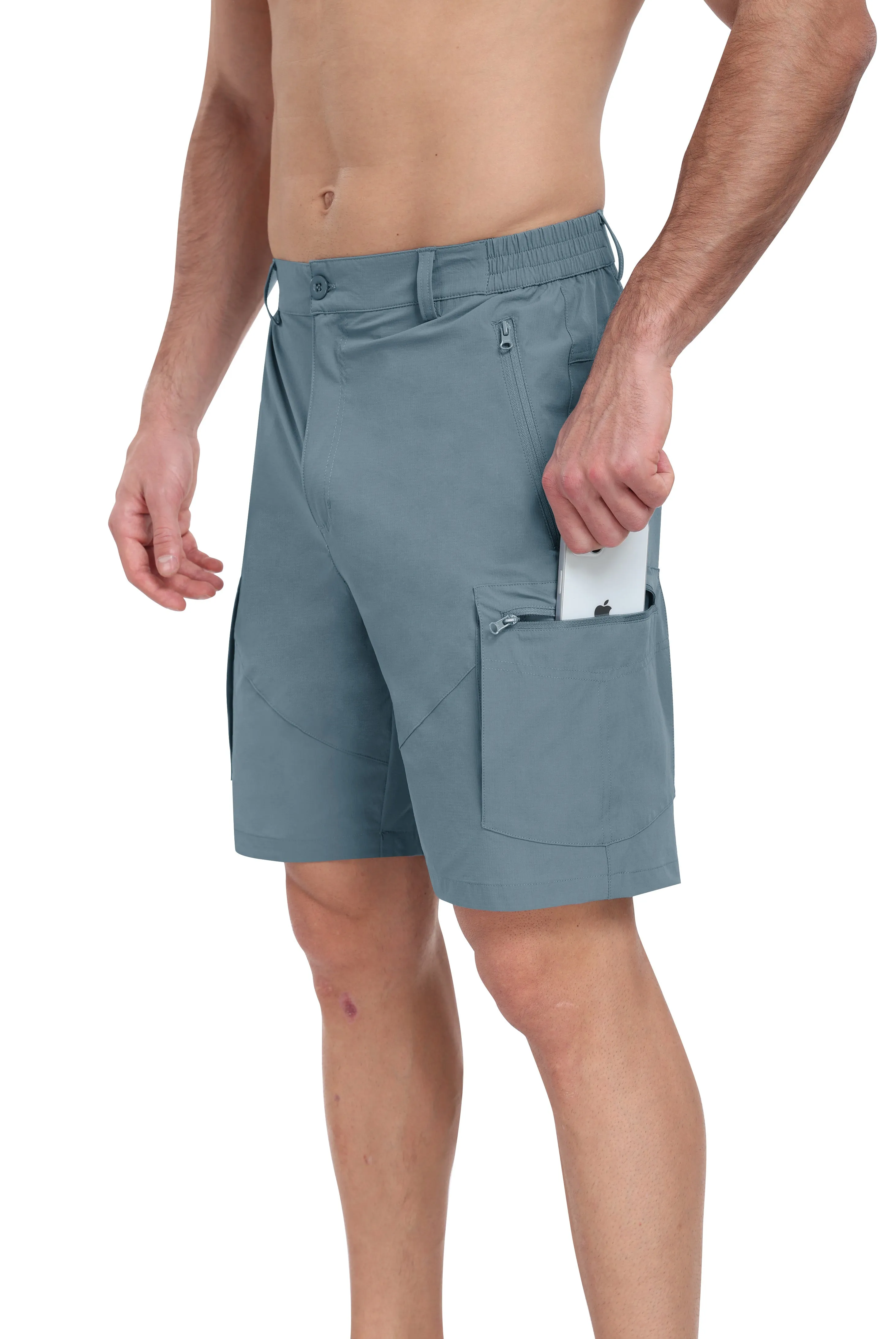 Men's summer outdoor casual solid color hiking shorts
