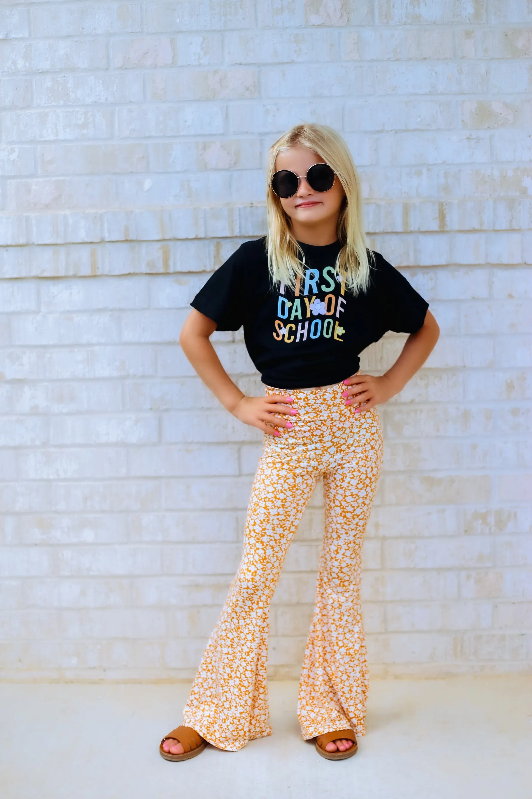 NEW! Flower Garden Bell Bottoms in Mustard Ditsy Floral