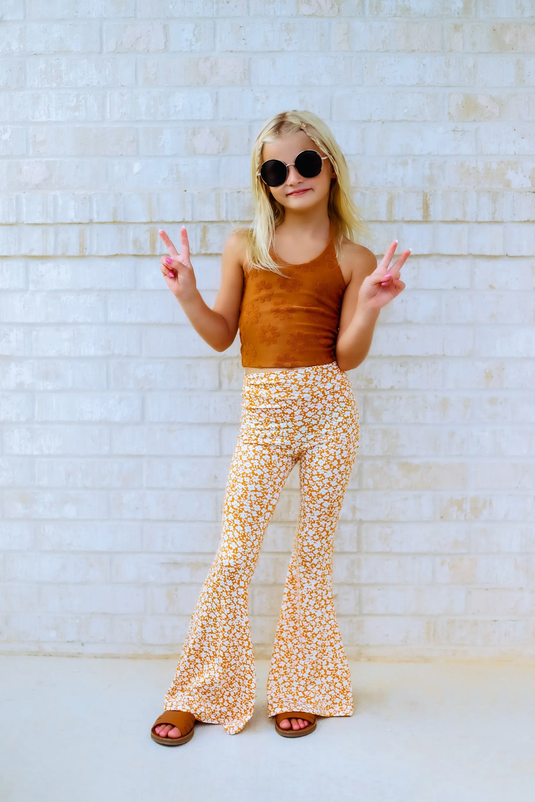 NEW! Flower Garden Bell Bottoms in Mustard Ditsy Floral