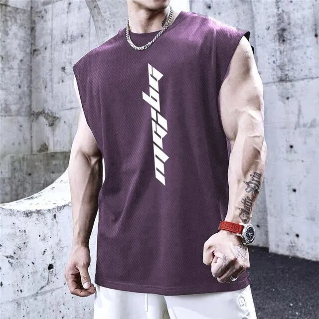 New Gyms Tank Top Summer Brand Sleeveless Shirt Sports Fitness Tank Top Men printing bodybuilding undershirt Running vest