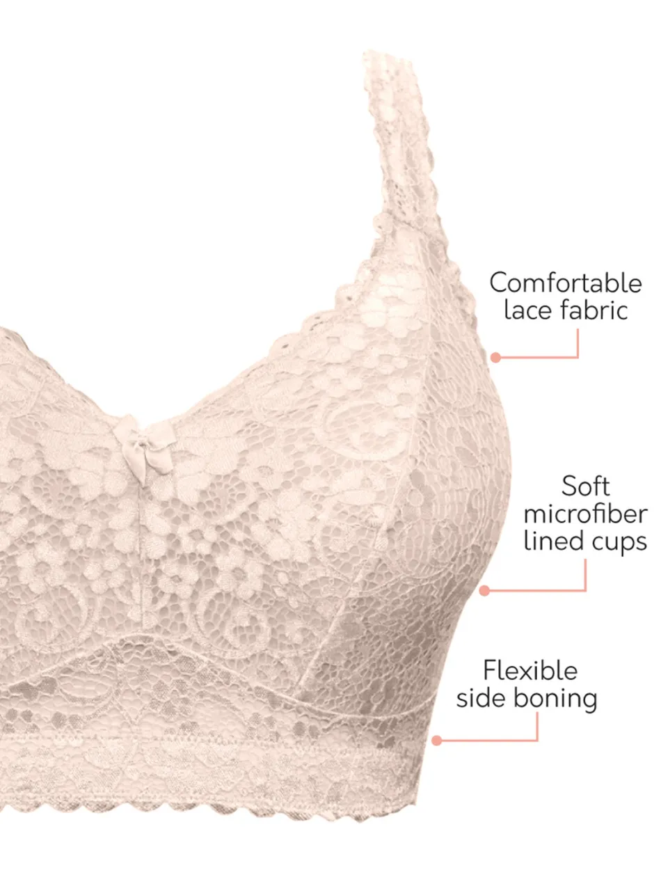 Parfait Adriana Bra Wirefree Bralette, Bare | Beige Parfait Non-Wired Bralette | Beige Lace Bralette | Beige Lounge Bra