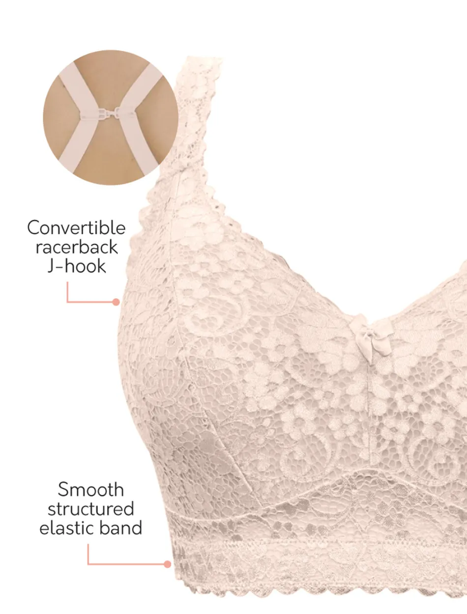 Parfait Adriana Bra Wirefree Bralette, Bare | Beige Parfait Non-Wired Bralette | Beige Lace Bralette | Beige Lounge Bra