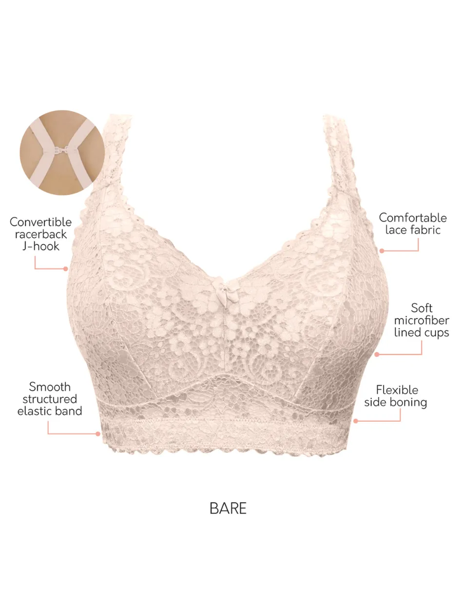 Parfait Adriana Bra Wirefree Bralette, Bare | Beige Parfait Non-Wired Bralette | Beige Lace Bralette | Beige Lounge Bra