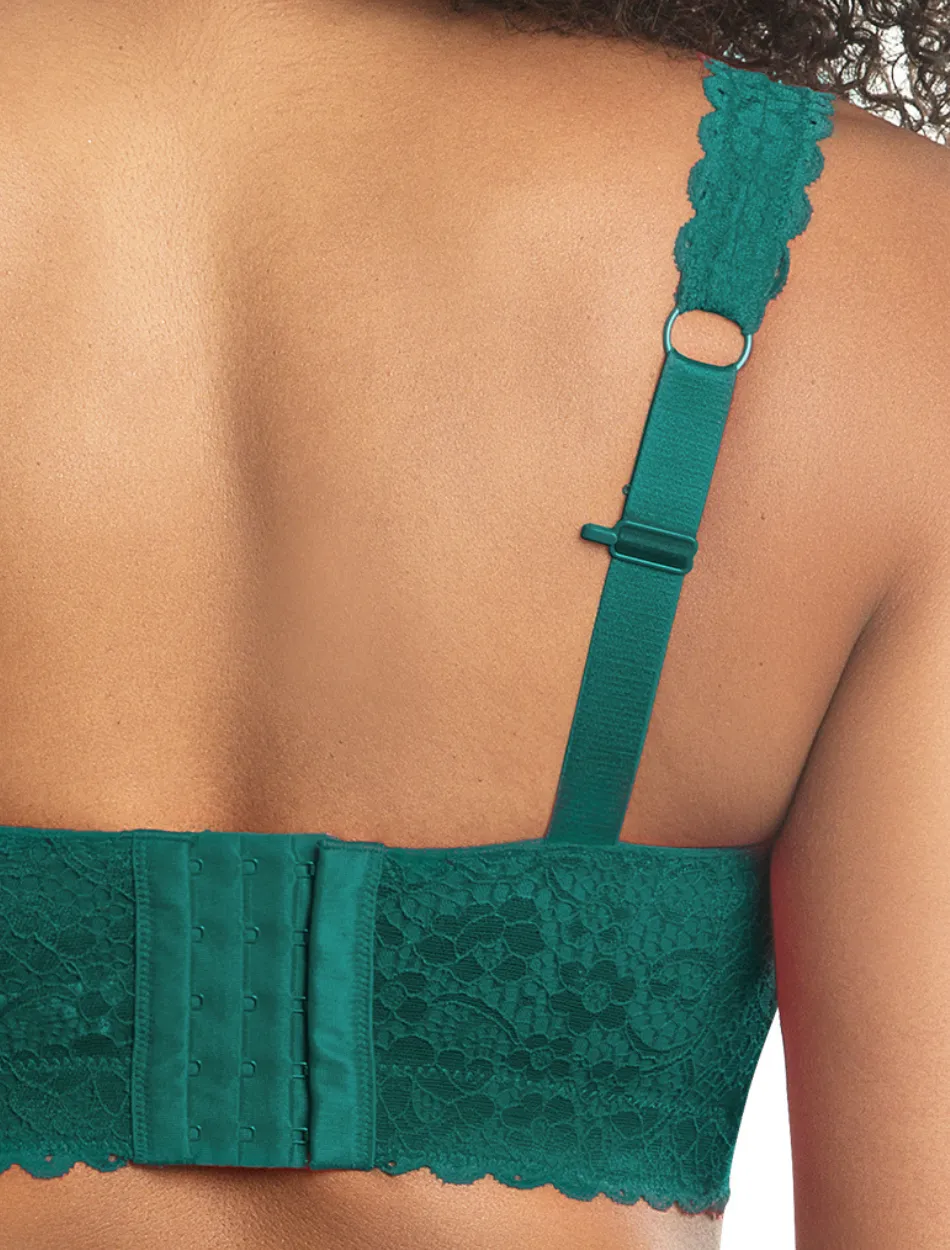 Parfait Adriana Bra Wirefree Bralette, Emerald Green | Emerald Parfait Non-Wired Bralette | Green Emerald Lace Bralette | Black Lounge Bra