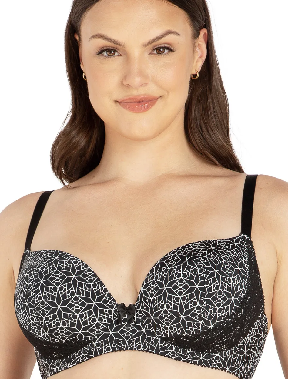 Parfait Casey Plunge Molded Underwire Bra, Black Mosaic | Mosiac Black T-Shirt Bra By Parfait