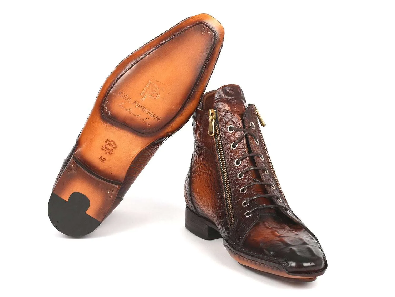 Paul Parkman Crocodile Textured Zipper Boots