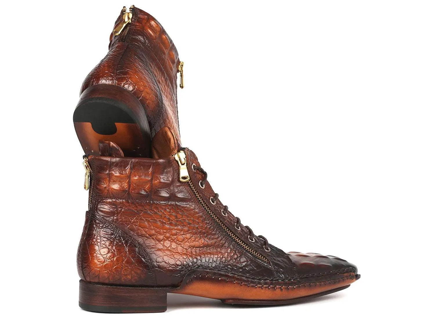 Paul Parkman Crocodile Textured Zipper Boots