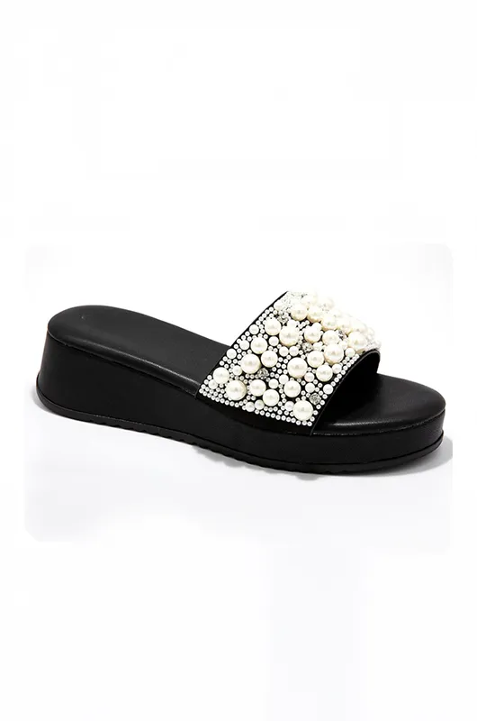 Pearl Wedge Slip-On Sandals