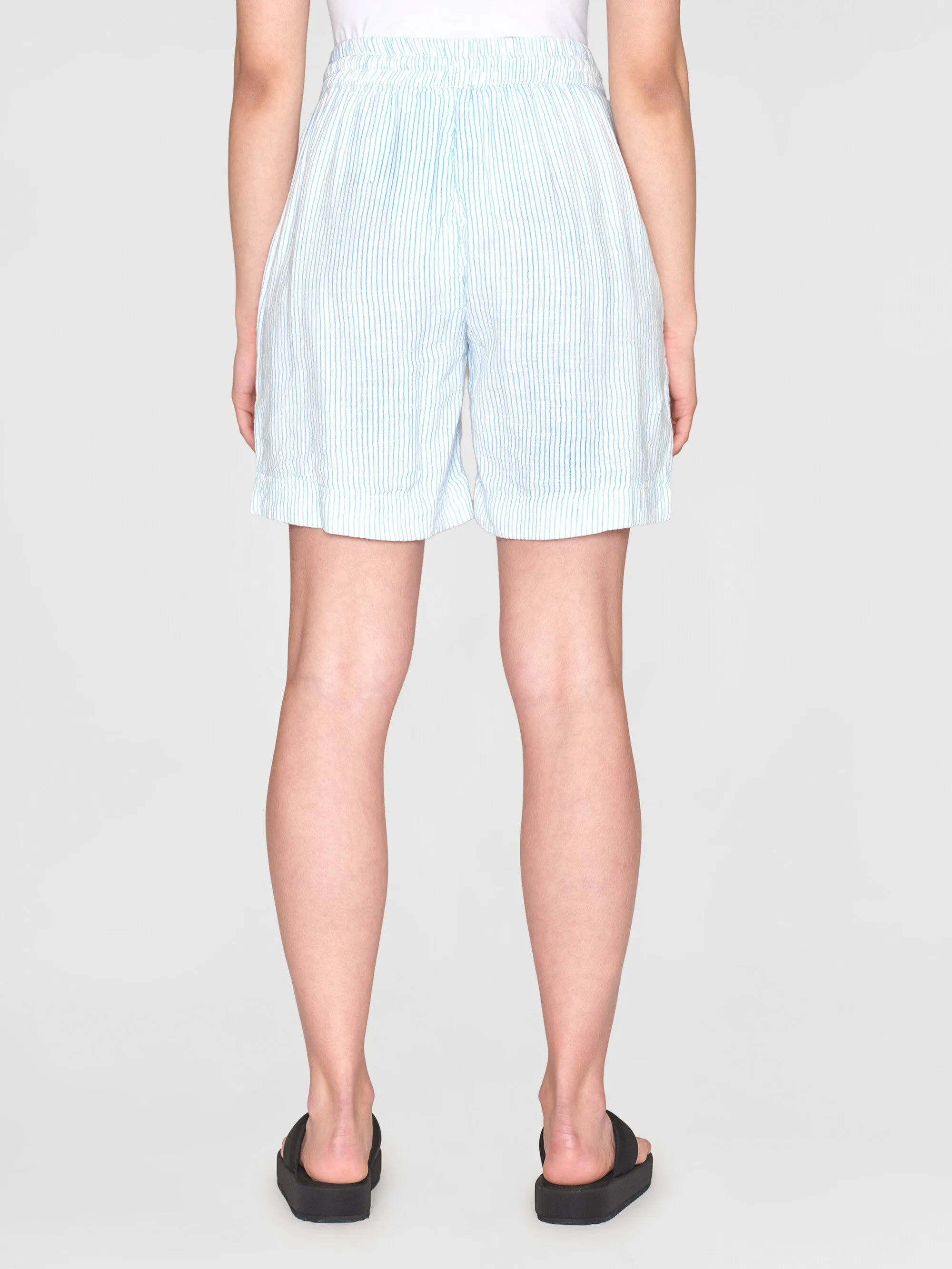 POSEY wide mid-rise double faced stripe shorts - GOTS/Vegan - Blue stripe