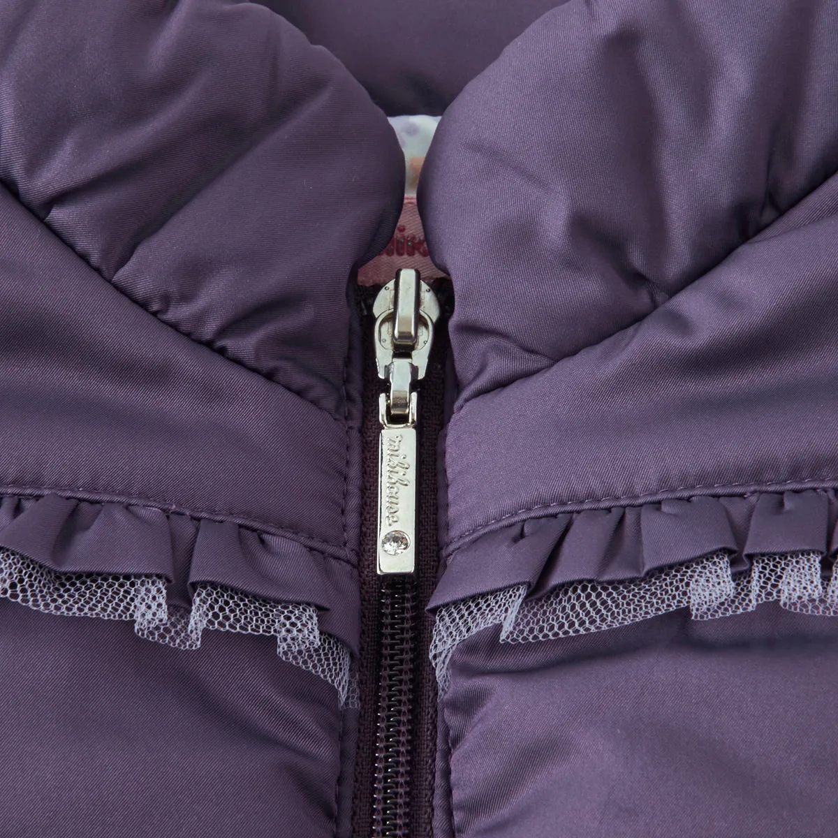 Puffer Vest with Frills and Ribbon-Shaped Pockets