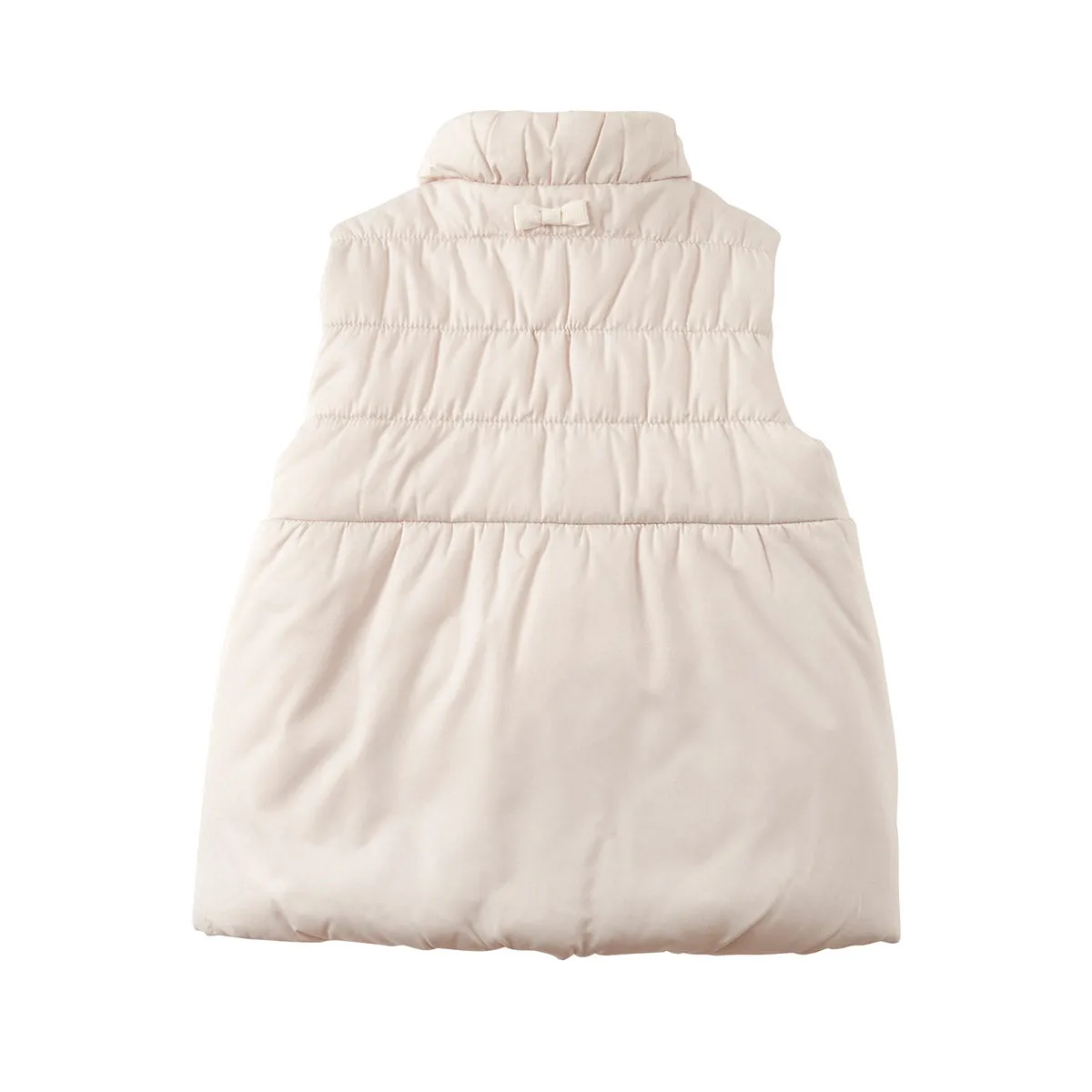 Puffer Vest with Frills and Ribbon-Shaped Pockets