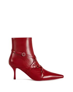 PURNIMA-RED STRAPPY POINTED TOE BOOTIE