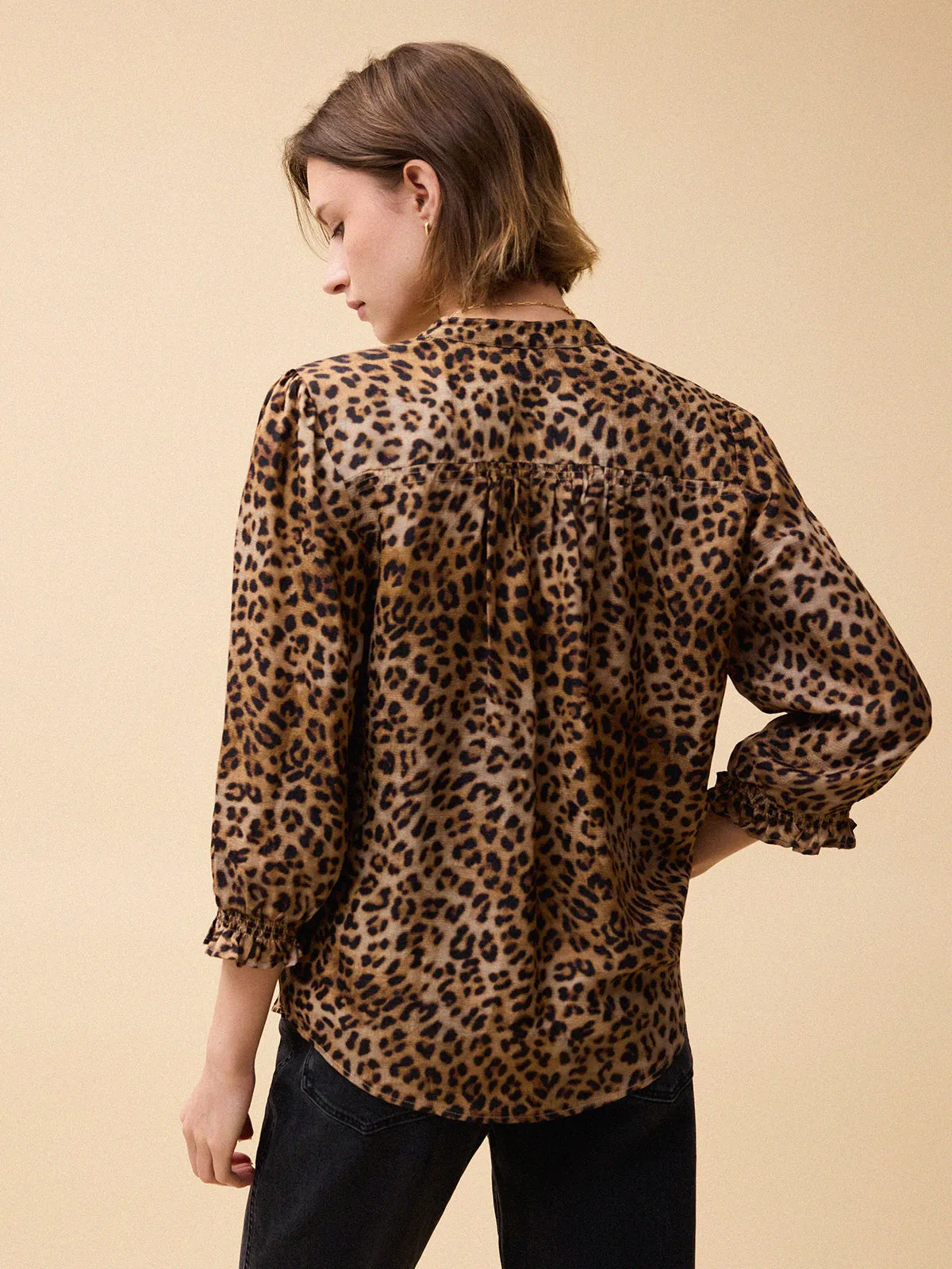 Rhys Silk Blend Blouse - Leopard