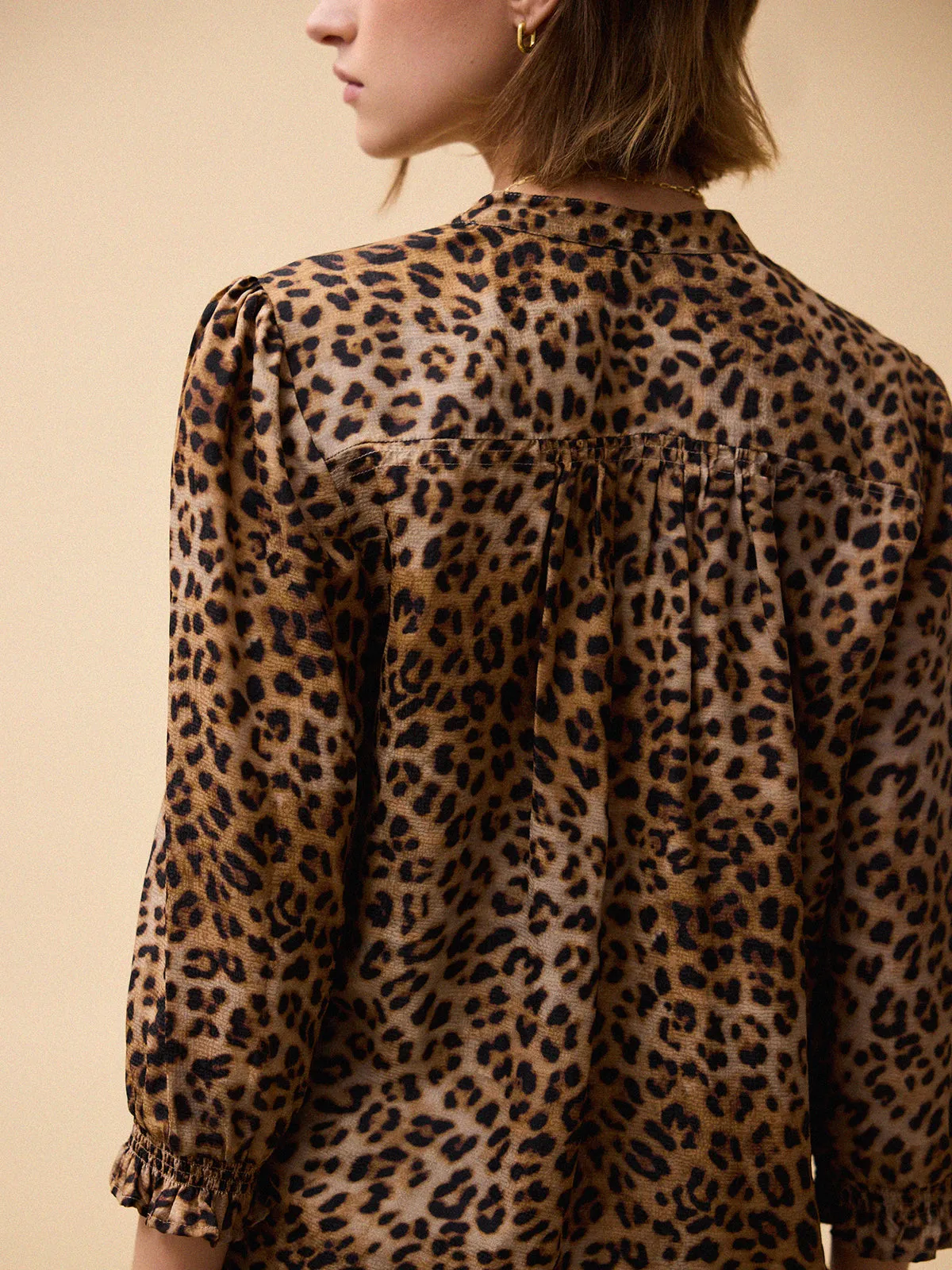 Rhys Silk Blend Blouse - Leopard