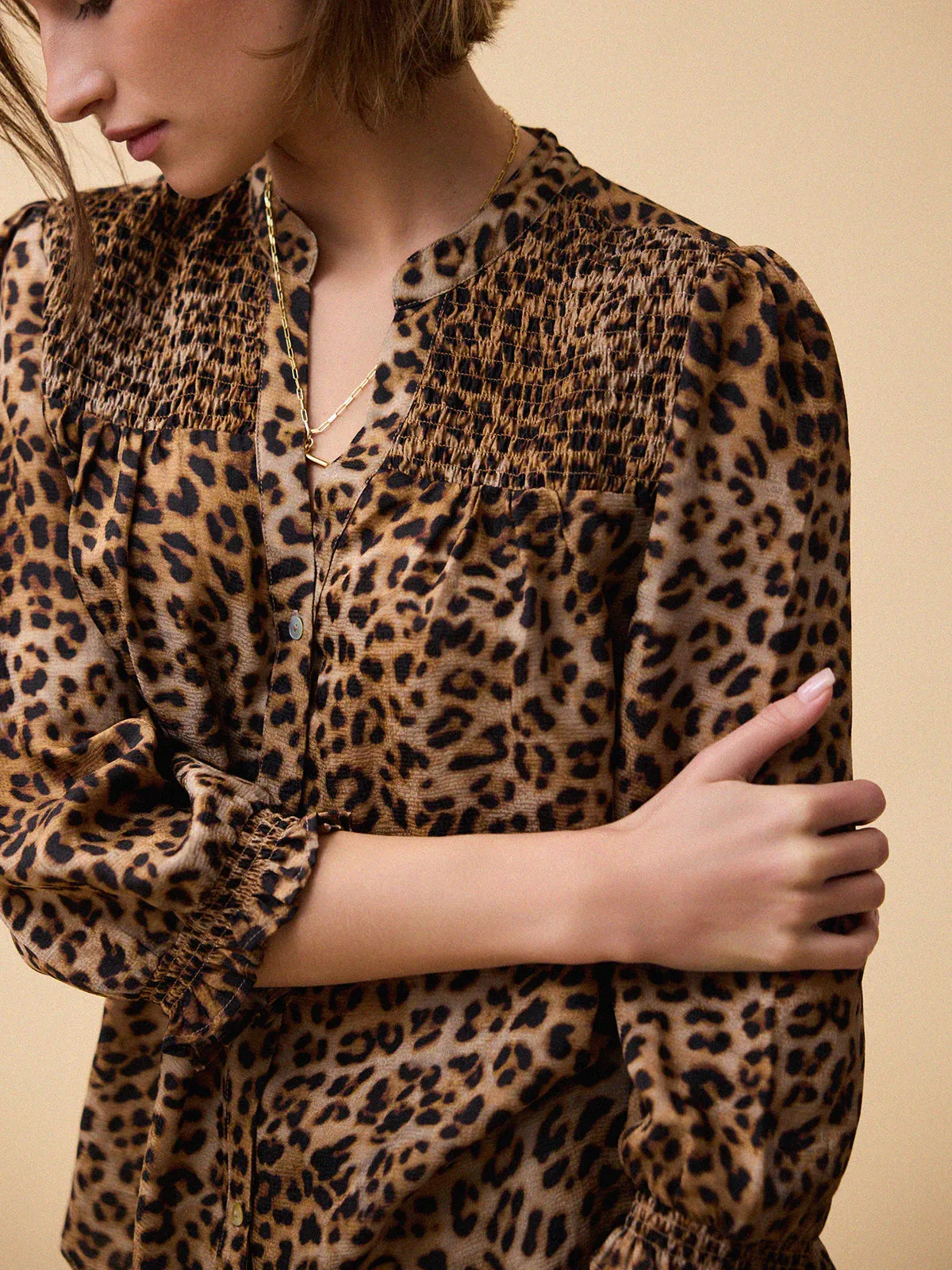 Rhys Silk Blend Blouse - Leopard