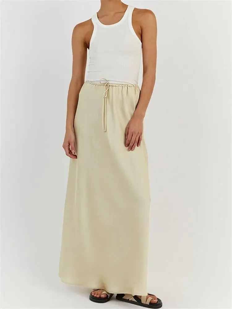 Satin Loose Lace-up Skirt - 7 Colours