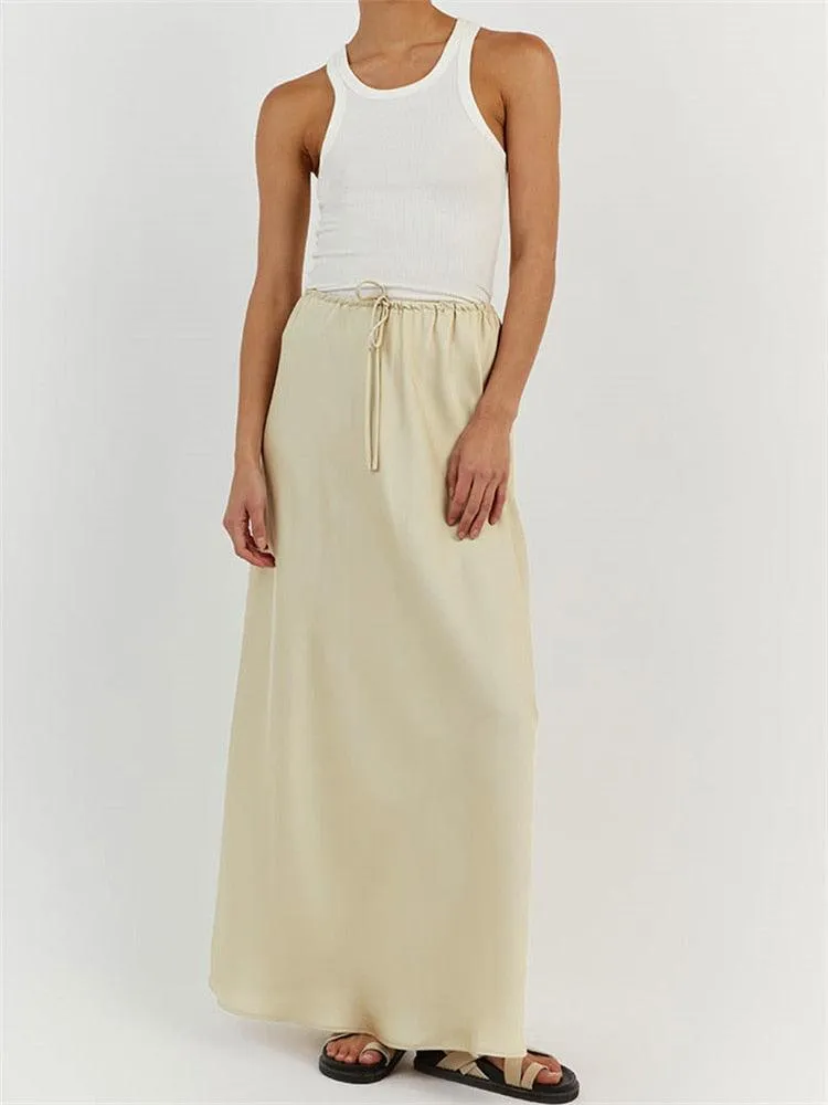 Satin Loose Lace-up Skirt - 7 Colours