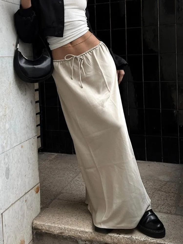 Satin Loose Lace-up Skirt - 7 Colours