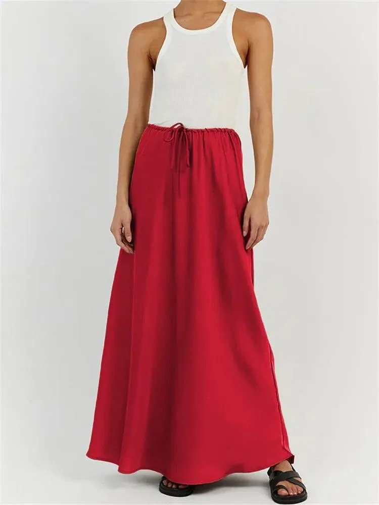 Satin Loose Lace-up Skirt - 7 Colours
