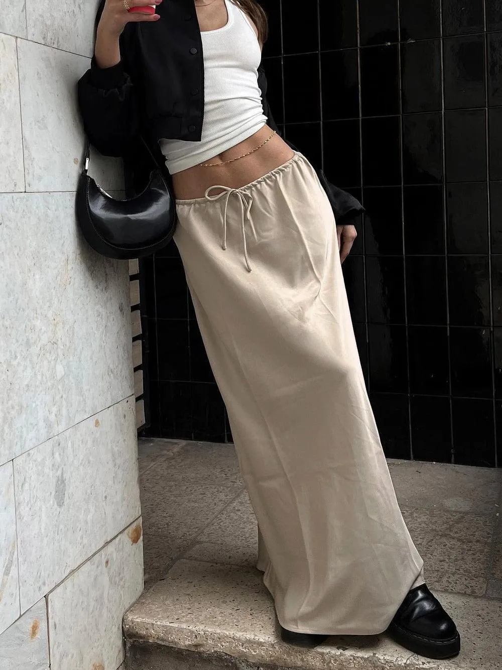 Satin Loose Lace-up Skirt - 7 Colours