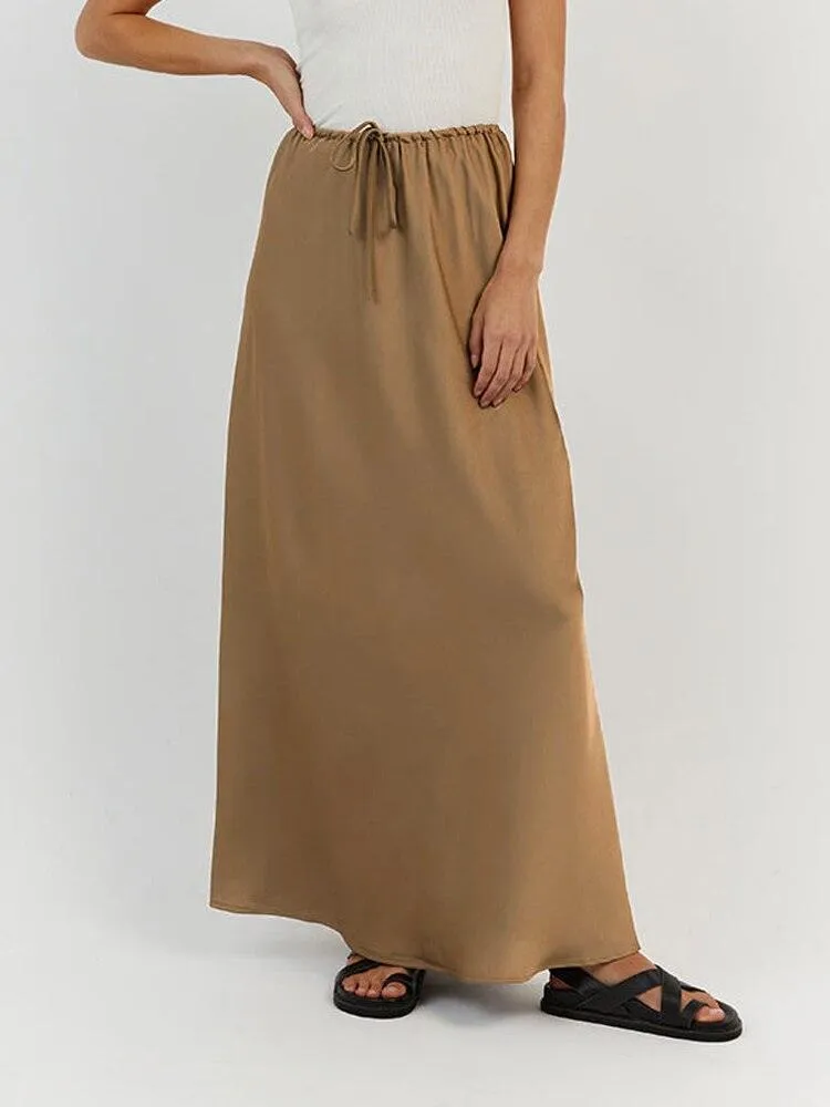 Satin Loose Lace-up Skirt - 7 Colours