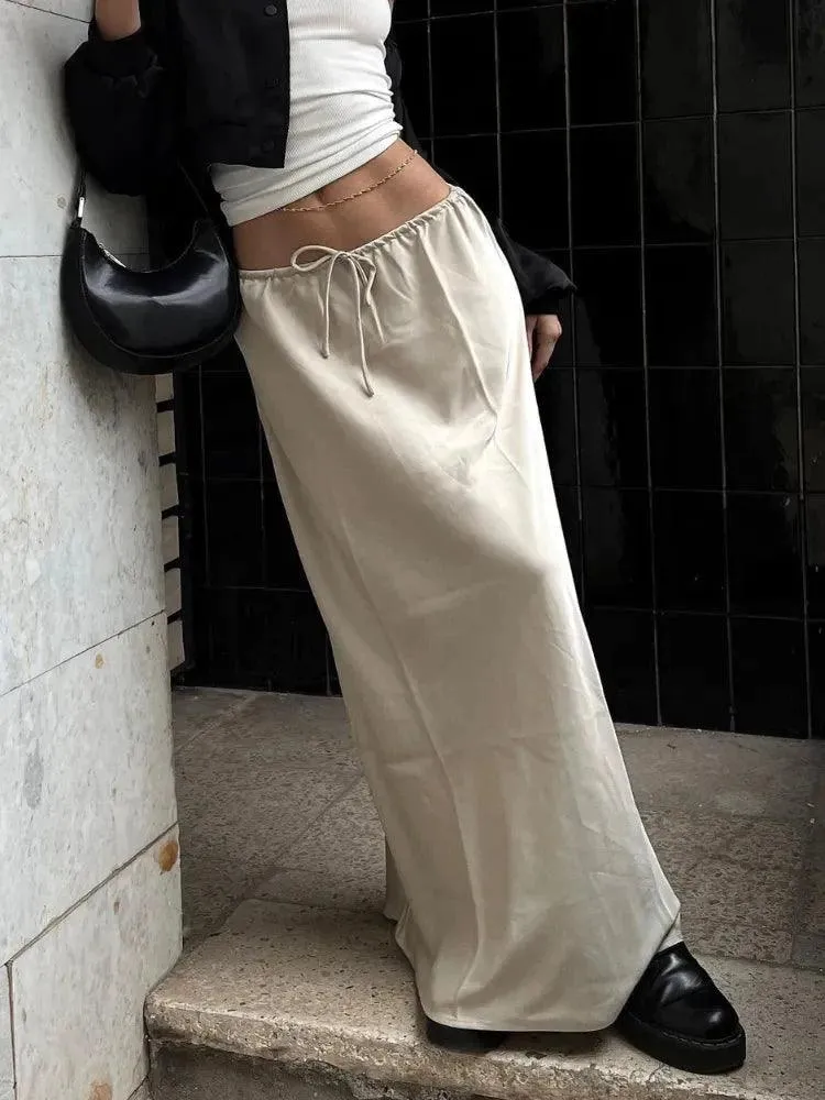 Satin Loose Lace-up Skirt - 7 Colours