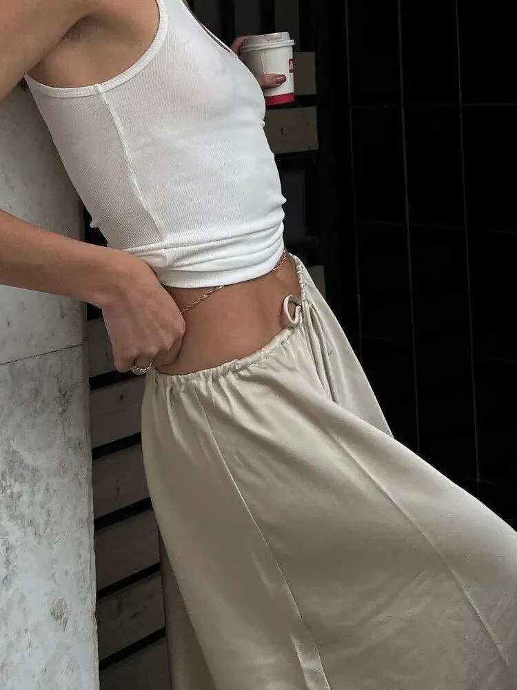 Satin Loose Lace-up Skirt - 7 Colours
