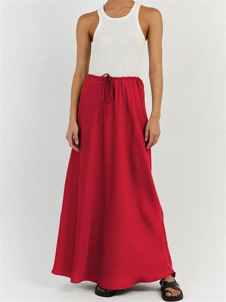 Satin Loose Lace-up Skirt - 7 Colours
