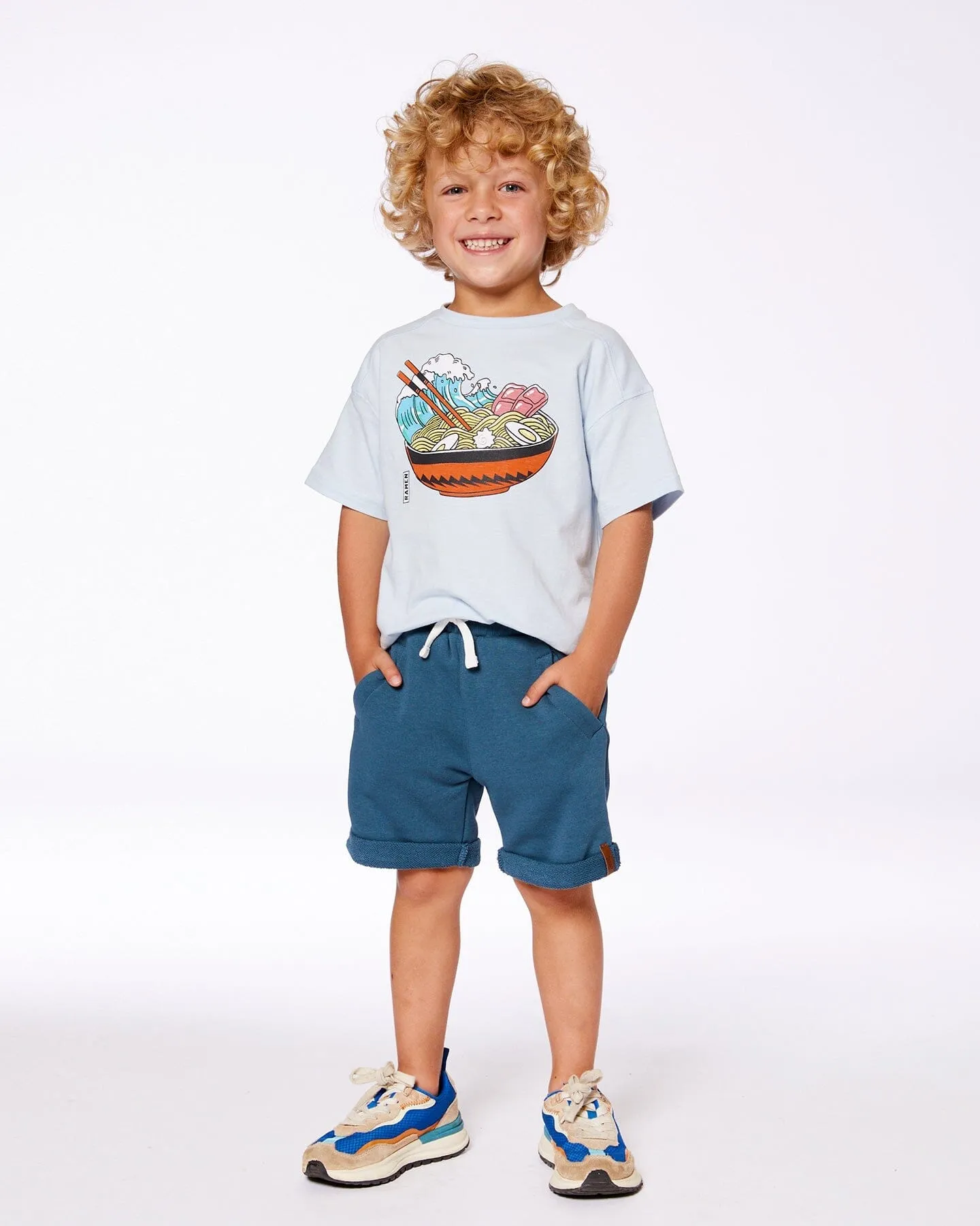 Short Sleeve Graphic Tee Blue And Ramen