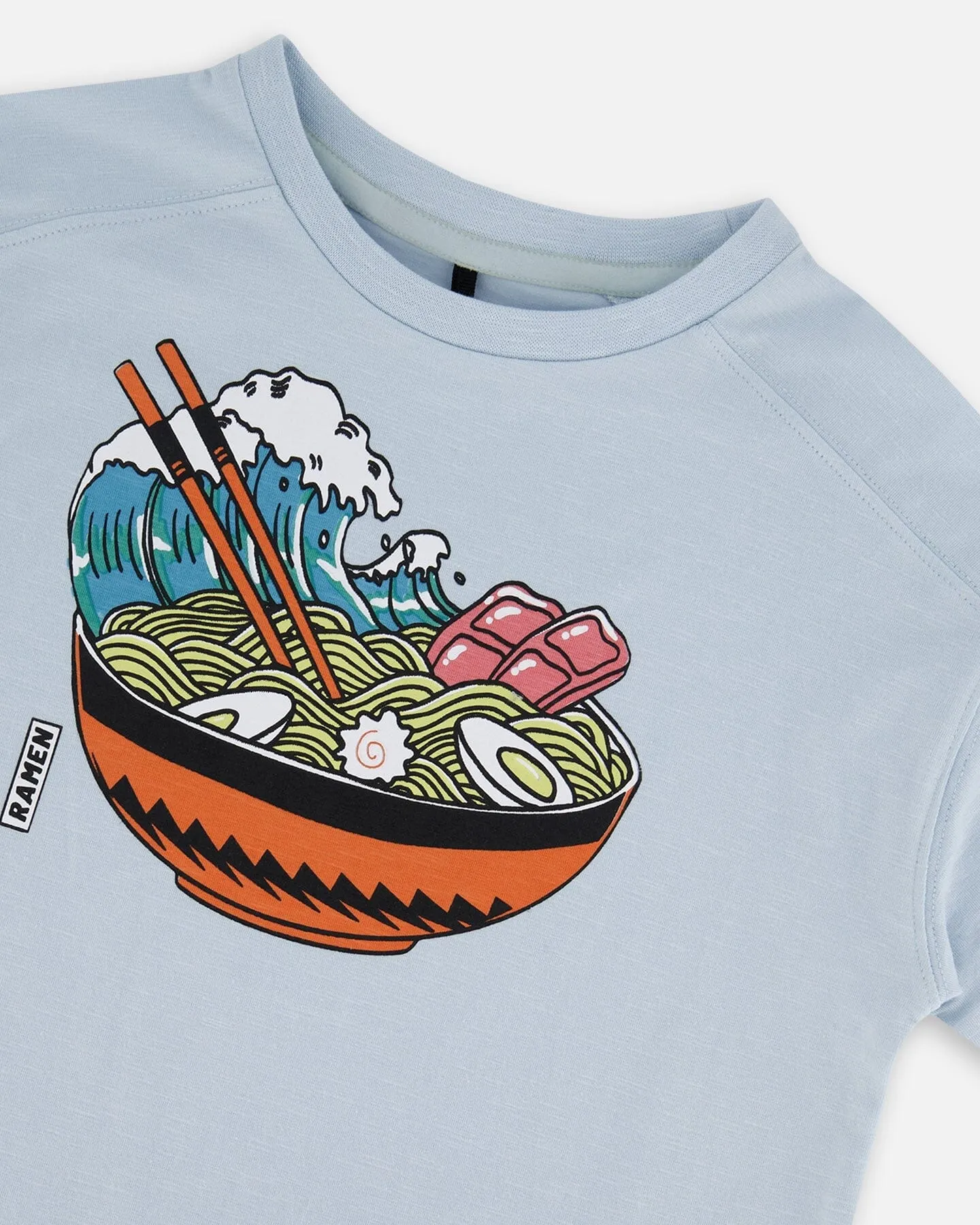 Short Sleeve Graphic Tee Blue And Ramen