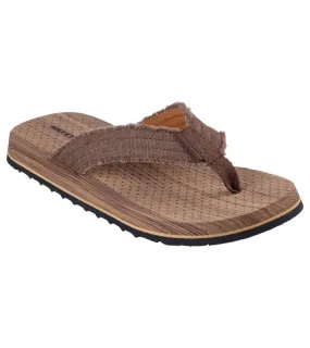 Skechers Mens Brown Canvas Flip Flop Sandal Tantric - Fritz 205098