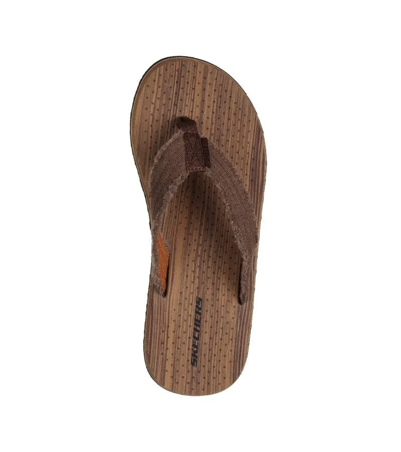 Skechers Mens Brown Canvas Flip Flop Sandal Tantric - Fritz 205098