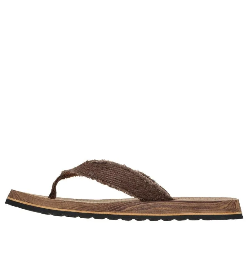 Skechers Mens Brown Canvas Flip Flop Sandal Tantric - Fritz 205098