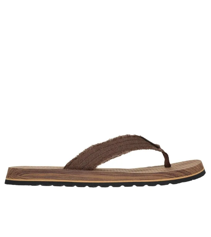 Skechers Mens Brown Canvas Flip Flop Sandal Tantric - Fritz 205098