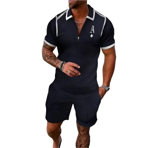 Summer New Men's Tracksuit 3D Printing Short Sleeve Zipper Polo Shirt Shorts Set for Men Casual Streetwear 2-piece Suit
