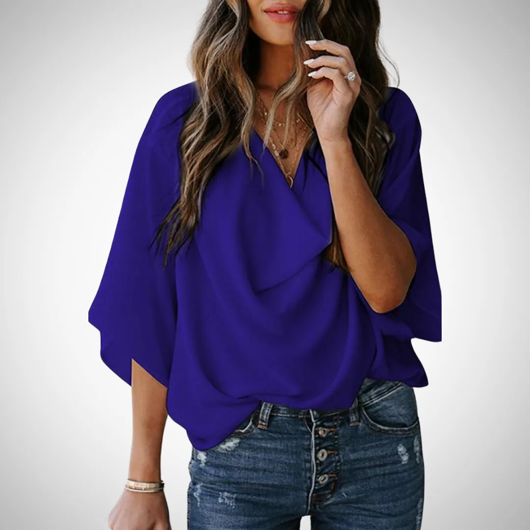 Tamara Casual V-Neck Patchwork Top