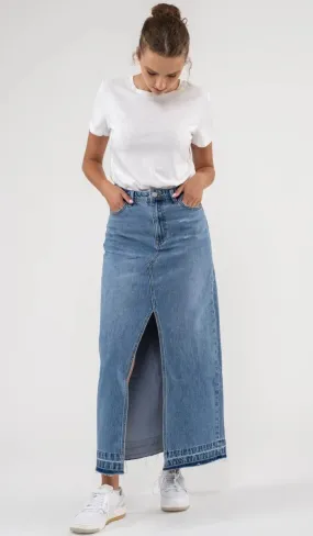 Tara Denim Front Split Skirt