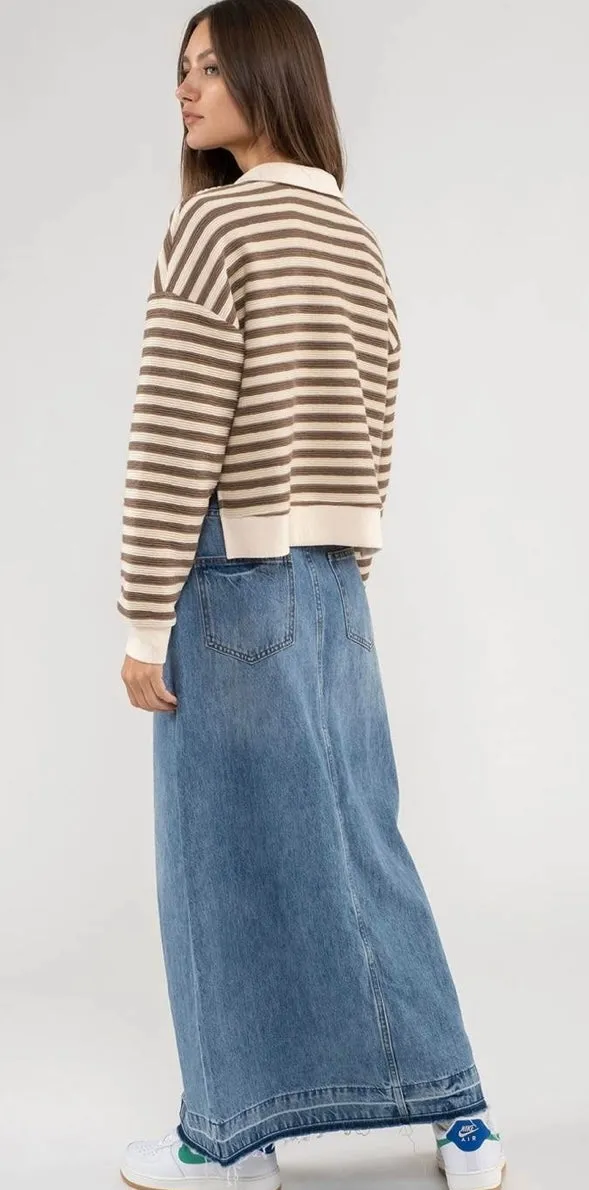 Tara Denim Front Split Skirt