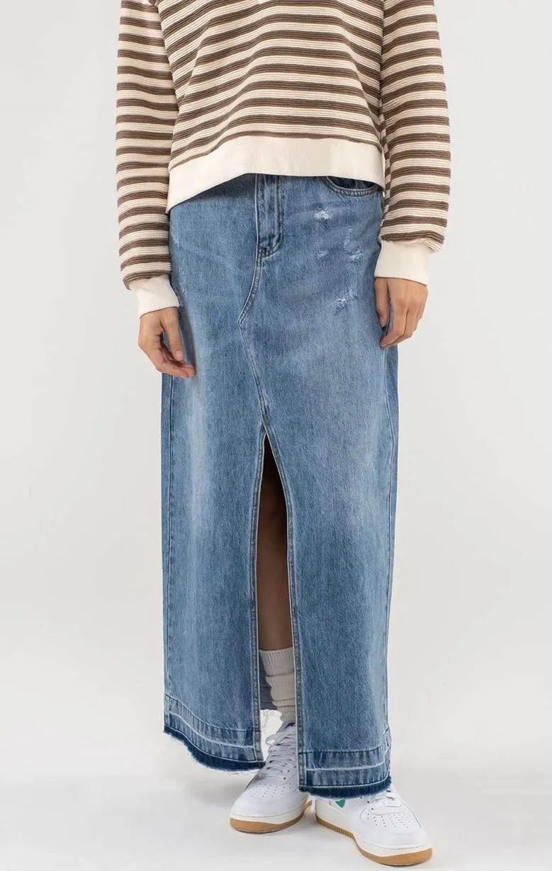 Tara Denim Front Split Skirt