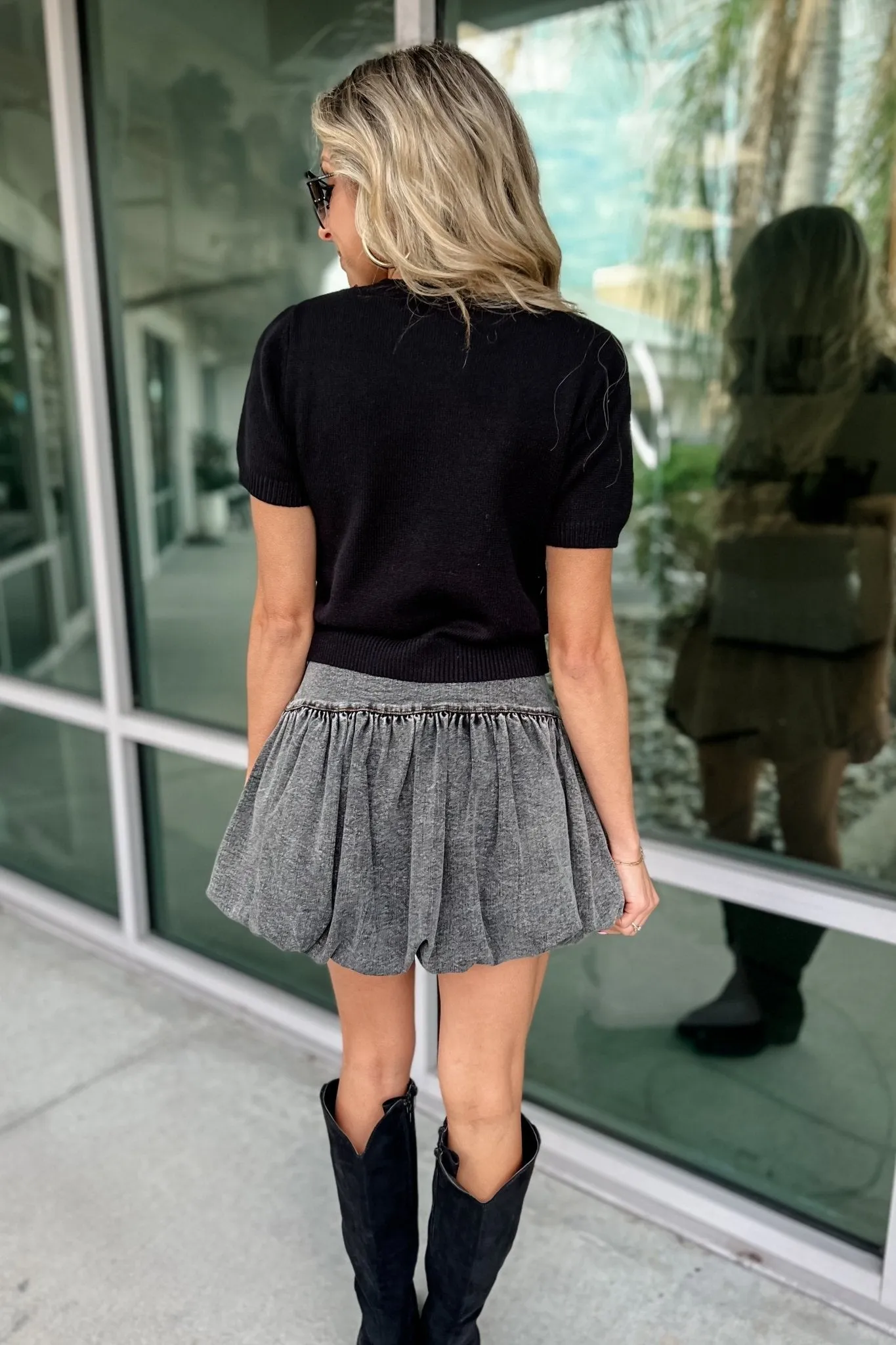 The Bella Bow Knit Black Top