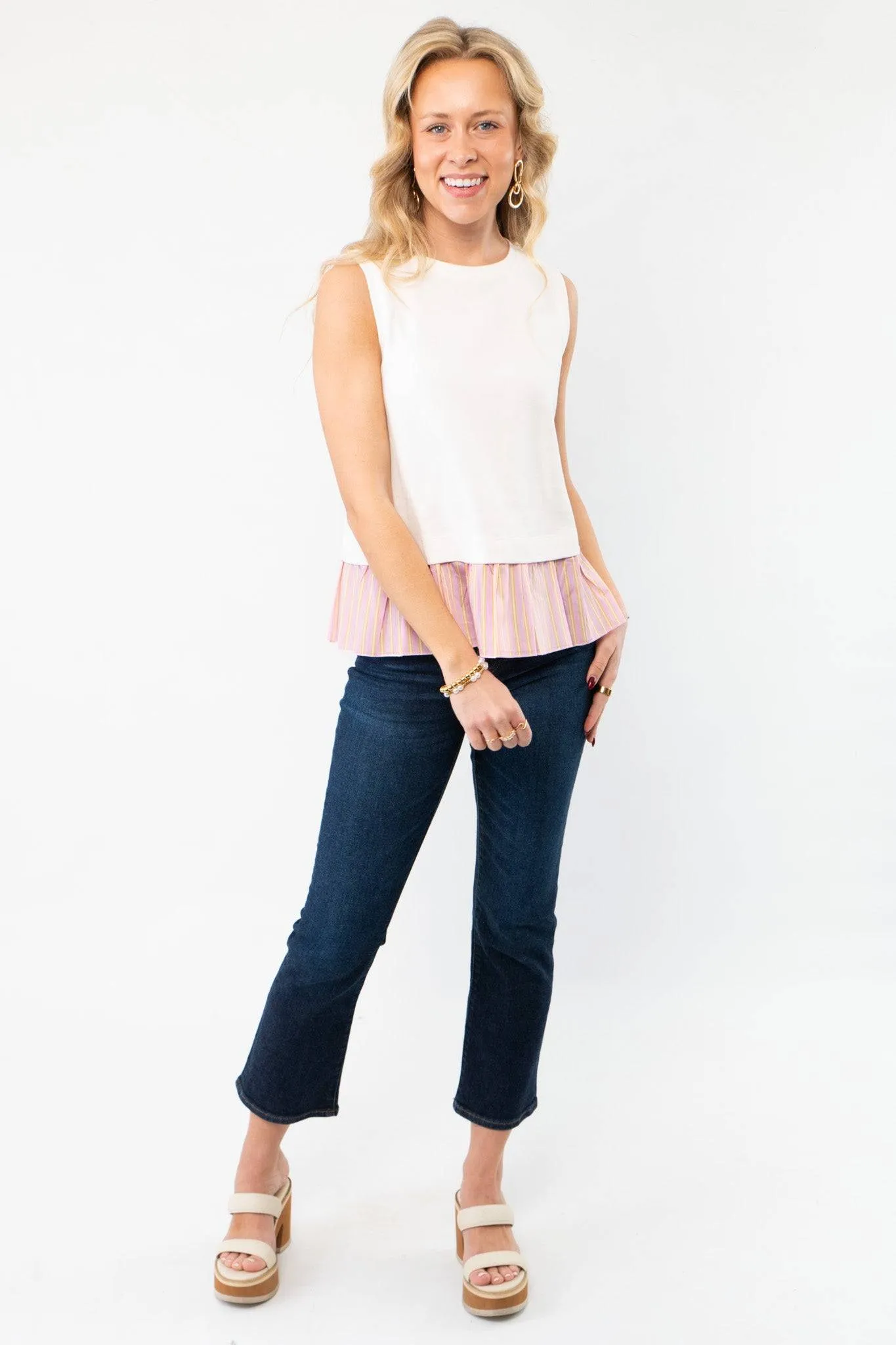 The Fun Of It White & Pink Tank Top