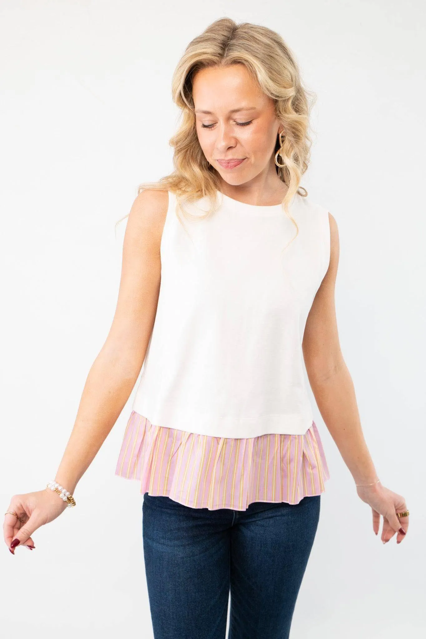 The Fun Of It White & Pink Tank Top
