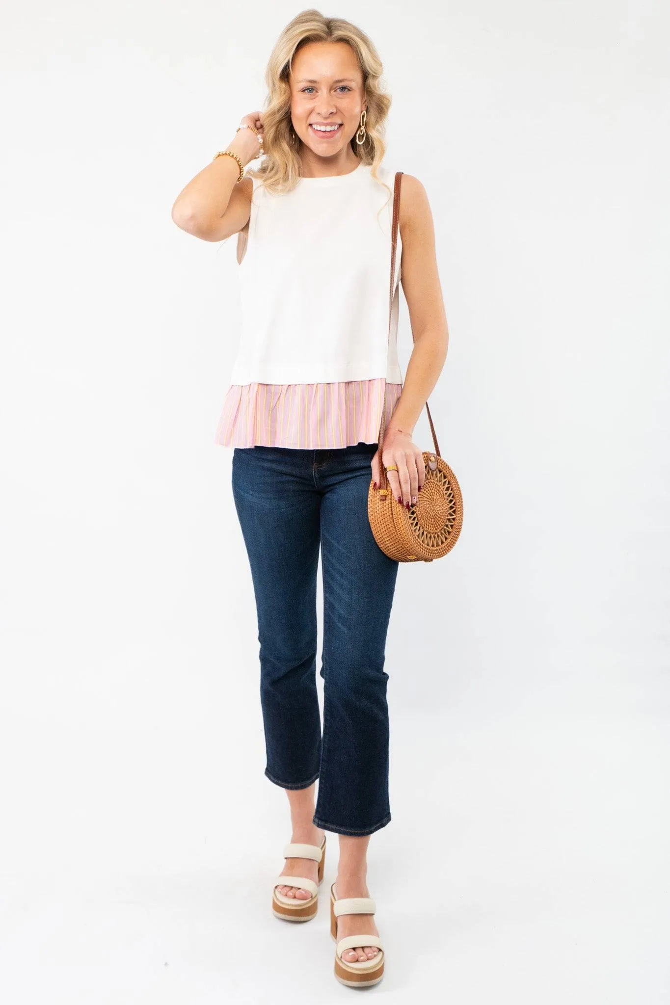 The Fun Of It White & Pink Tank Top