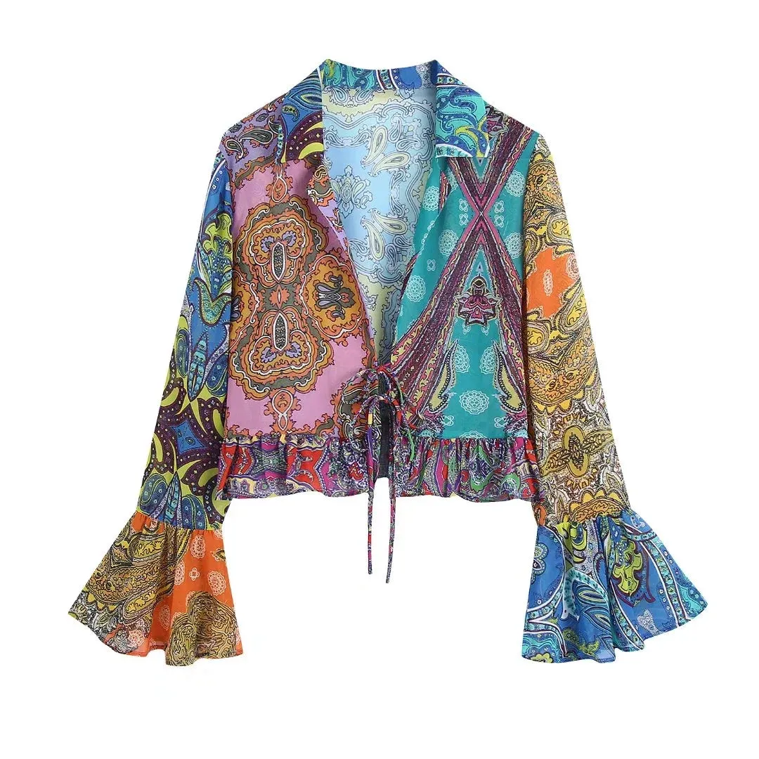 Vintage Floral Print Blouses